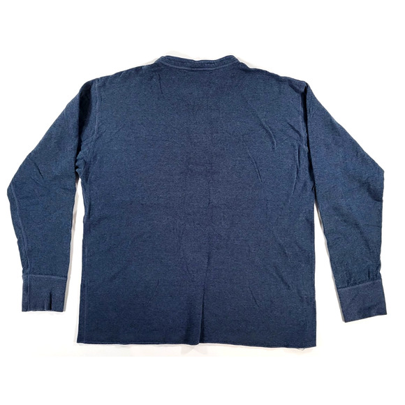 LL Bean River Driver Shirt Men's XL Henley Blue 2 Layer Wool Blend Baselayer - Picture 2 of 8